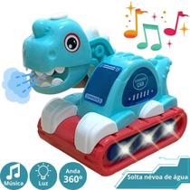 Robô Dinossauro a Pilha Anda 360º toca Música e Solta Fumaça