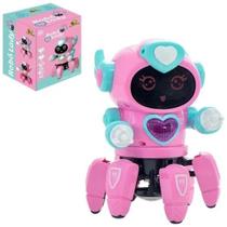 Robô Infantil Dançante Som Luz Menina a Pilha Rosa