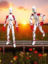 Robo Minatura 02 Bonecos DESMONTADOS 14 cm Articulado Dummy 13 Vermelho Branco Modelo 3D Presente Para Diversão