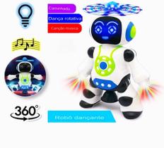 Robô Musical Dançarino Gira 360 Com Helice Brinquedo Infantil Interativo Com Músicas e Luzes Led