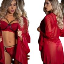 Roby Camisola Negligê Curto Em Tule E Renda Manga Flere Roby Camisola Negligê Curto Em Tule E Renda Manga Flere