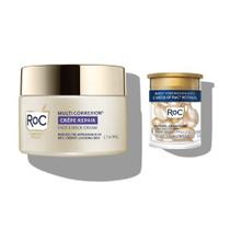 RoC Crepe Repair Anti Aging Daily Face Moisturizer & Neck Firming Cream (1.7 oz) + RoC Retinol Wrinkle Smoothing Capsules (7 CT), Tratamento de Cuidados com a Pele