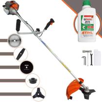 Roçadeira 33cc Vulcan VR330P À Gasolina 1,2HP de Alta Performance Com Guidão Anti-Vibração 5 Opções de Cortes, Carretel + Faca 2 Pontas + Faca 3 Pontas + Faca 40 Dentes + Faca 80 Dentes + ÓLEO STIHL