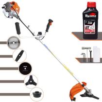 Roçadeira 5 Em 1 Vulcan VR430-P À Gasolina 43cc Ideal Para Todos os Tipos de Trabalhos Com Carretel de Nylon, Lâmina 2 Pontas, Lâmina 3 Pontas, Lâmina 40 Dentes, Lâmina 80 Dentes + ÓLEO TOYAMA