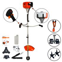 Roçadeira a Gasolina 52cc 2,5HP Aparador Cortador de Grama com Inchada Enxada Rotativa e Lâminas Arado Cultivador Carbon Fak Roçadeira a Gasolina 52cc 2,5HP Aparador Cortador de Grama com Inchada Enxada Rotativa e Lâminas Arado Cultivador Carbon Fak
