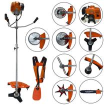 Roçadeira a Gasolina 52cc 2,5HP Bipartida Multifuncional com Ponteira Motopoda de Galhos e Kit Lâminas Carbon Fak Roçadeira a Gasolina 52cc 2,5HP Bipartida Multifuncional com Ponteira Motopoda de Galhos e Kit Lâminas Carbon Fak
