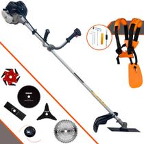 Roçadeira À Gasolina Anmax CG430B 2 Tempos 43cc 1,7HP 12.000rpm Completa C/ 6 Opções de Cortes Com Cabeçote de Nylon + Faca 2 Pontas + Faca 3 Pontas + Faca 6 Pontas + Disco 40 Dentes + Disco 80 Dentes