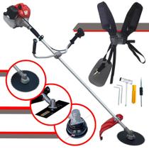 Roçadeira À Gasolina Anmax CG430P-TB 43cc 2HP 9.000rpm 2T Robusta e Resistente de Alta Performance Multifuncional Com Carretel de Nylon + Lâmina 2 Pontas + Lâmina Disco 80 Dentes