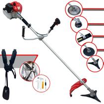 Roçadeira À Gasolina Anmax CG520PTB 52cc 2T 2,2HP 10.000rpm Aparador de Grama Profissional Completo 5 Em 1 Com Carretel de Nylon + Faca 2 Pontas + Faca 3 Pontas + Faca 40 Dentes Vídea + Faca 80 Dentes