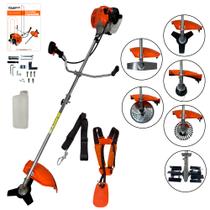 Roçadeira a Gasolina Aparador Cortador de Grama com Enxada Capinadeira e Kit Acessórios 52cc 2,5HP Multifuncional Carbon Fak Roçadeira a Gasolina Aparador Cortador de Grama com Enxada Capinadeira e Kit Acessórios 52cc 2,5HP Multifuncional Carbon Fak