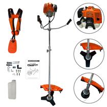 Roçadeira a Gasolina com Tubo Bipartido Profissional 52cc 2,5HP Lâmina 3 Pontas Carretel Nylon Cinto Duplo Almofadado Carbon Fak