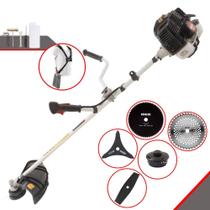 Roçadeira À Gasolina Kawashima KW52-LE 52cc 2,5HP de Potência 10.000rpm Aparador de Grama 5 Em 1 Com Carretel de Nylon e Lâmina 3 Pontas + Lâmina 2 Pontas + Lâmina 40 Dentes Vídea + Lâmina 80 Dentes Roçadeira À Gasolina Kawashima KW52-LE 52cc 2,5HP de Potência 10.000rpm Aparador de Grama 5 Em 1 Com Carretel de Nylon e Lâmina 3 Pontas + Lâmina 2 Pontas + Lâmina 40 Dentes Vídea + Lâmina 80 Dentes