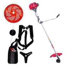 Roçadeira a Gasolina Lateral 2,0hp Branco Motores Br52a com 1 Lâmina de 3 Pontas e 1 Lâmina Circular
