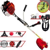 Roçadeira À Gasolina Profissional Kawashima KW43L 43cc 1,7HP Completa Com 6 Opções de Cortes Com Carretel Nylon + Lâmina 2 Pontas + Lâmina 3 Pontas + Lâmina 6 Pontas + Lâmina 40 Dentes + Trimmer