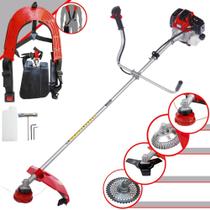 Roçadeira À Gasolina RT52-L Toyama 2HP 52cc 10.000rpm Com 4 Opções de Corte Lâmina 3 Pontas, Lâmina 40 Dentes, Carretel de Nylon e Escova de Aço
