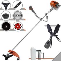 Roçadeira À Gasolina Tekna RL520ACG2 2T 52cc 2HP Alta Rotação Com Cabeçote de Nylon + Facas 2 Pontas, 3 Pontas, 6 Pontas, 40 Dentes e 80 Dentes