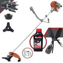 Roçadeira À Gasolina Tekna RL520ACG2 52cc 2HP de Alta Performance Podador de Grama C/ Carretel Nylon + Lâmina 3 Pontas + Enxada Rotativa + ÓLEO TOYAMA