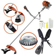 Roçadeira Á Gasolina Tekna RL520ACN-TK 52cc 2HP Multifunções Com KIT de Corte Carretel Fio Nylon, Lâmina 3 Pontas, Lâmina 2 Pontas e Lâmina Escova Rotativa De Aço Para Acabamento