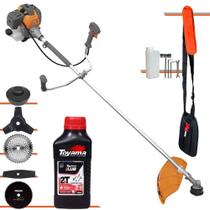 Roçadeira À Gasolina Tekna RL520P Multifuncional 52cc 2HP Aparador de Grama Com 5 Opções de Cortes, Carretel e Kit 4 Facas + ÓLEO TOYAMA 2T