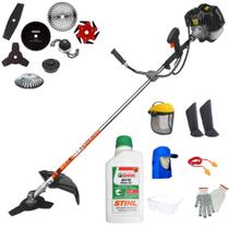 Roçadeira À Gasolina Terra GRH-430 43cc 1,7HP 6.500rpm 8 Opções de Cortes Com Facas 2 Pontas, 3 Pontas, 6 Pontas, 40 Dentes de Vídea, 80 Dentes, Trimmer, Escova e Carretel Nylon + EPI + ÓLEO STIHL 2T