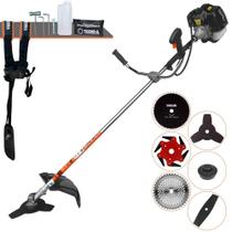 Roçadeira À Gasolina Terra GRH430 2T 43cc 1,7HP 6.500rpm Completa Com 6 Opções de Cortes Com Cabeçote de Nylon + Faca 2 Pontas + Faca 3 Pontas + Faca 6 Pontas + Disco 40 Dentes Vídea + Disco 80 Dentes