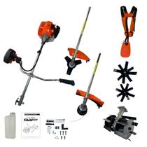 Roçadeira a Gasolina Tubo Bipartido 2,5HP 52cc 3 em 1 com Inchada Enxada Rotativa e Lâminas Arado Cultivador Carbon Fak