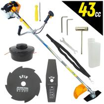 Roçadeira á Gasolina Vulcan VR430S 2T Lâmina Facão + Disco de 8 Pontas Ideal Para Uso em Jardins