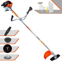 Roçadeira À Gasolina Vulcan VR430S 43cc 1,7HP 10.000rpm Alta Performance Profissional Completo Para Todos os Tipo de Cortes Com Carretel de Nylon + Facas 2 Pontas e 80 Dentes + Escova de Aço Circular