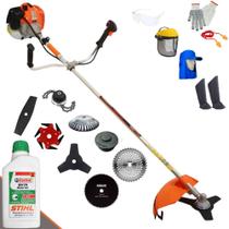 Roçadeira À Gasolina Vulcan VR620-H 62cc 3HP 12.500rpm 8 Opções de Cortes Com Facas 2 Pontas, 3 Pontas, 6 Pontas, 40 Dentes de Vídea, 80 Dentes, Trimmer, Escova e Carretel Nylon + EPI + ÓLEO STIHL 2T