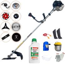 Roçadeira Anmax CG430B 43cc 1,7HP 12.000rpm Para Todos os Tipos de Trabalhos Com Carretel + Facas 2 Pontas + 3 Pontas + 6 Pontas + 40 Dentes de Vídea + 80 Dentes + Trimmer + Escova + EPI + ÓLEO STIHL