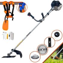 Roçadeira Anmax CG430B À Gasolina 2T 43cc 1,7HP 12.000rpm Profissional Lateral 4 Em 1 Com Lâmina Facão + Lâmina Disco 40 Dentes Vídea + Carretel Nylon + Escova de Aço Para Pavers, Concreto e Calçadas