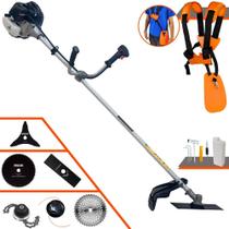 Roçadeira Anmax CG430B À Gasolina Motor 2T 43cc 1,7HP Alta Rotação e Performance Completa Com Carretel de Nylon e Lâmina Facão + Lâmina 3 Pontas + Disco 40 Dentes Vídea + Disco 80 Dentes + Trimmer