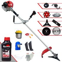 Roçadeira Anmax CG430P 2T 43cc 2HP Alta Potência 8 Em 1 Com Carretel e Faca 2 Pontas + Kit Faca 3 Pontas, Faca 6 Pontas, Disco 40 Dentes Vídea, Disco 80 Dentes, Trimmer e Escova + EPI + ÓLEO TOYAMA