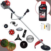 Roçadeira Anmax CG430P 2T 43cc 2HP Alta Potência 8 Em 1 Com Carretel e Faca 2 Pontas + Kit Faca 3 Pontas, Faca 6 Pontas, Lâmina 40 Dentes Vídea, Lâmina 80 Dentes, Trimmer e Escova de Aço + ÓLEO TOYAMA