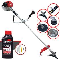 Roçadeira Anmax CG430P À Gasolina 43cc 2HP de Potência 9.000rpm Multifuncional 5 Em 1 Com Lâmina Facão, Lâmina 3 Pontas, Lâmina 40 Dentes de Vídea, Lâmina 80 Dentes, Carretel de Nylon + ÓLEO TOYAMA