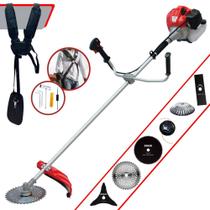 Roçadeira Anmax CG430P-TB À Gasolina Motor 2T 43cc 2HP 9.000rpm Com Lâmina Facão + Lâmina 3 Pontas + Lâmina 40 Dentes Vídea + Lâmina 80 Dentes + Escova de Aço Circular 38 Cerdas