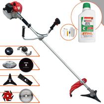 Roçadeira Anmax CG430PTB 2T 43cc 2HP Alta Potência 8 Em 1 Com Carretel e Faca 2 Pontas + Kit Faca 3 Pontas, Faca 6 Pontas, Faca 40 Dentes Vídea, Faca 80 Dentes, Trimmer e Escova de Aço + ÓLEO STIHL