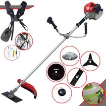 Roçadeira Anmax CG520-P À Gasolina 52cc 2,2HP 10.000rpm Completa Com 5 Opções de Cortes Carretel Nylon, Faca 2 Pontas, Faca 3 Pontas, Faca 80 Dentes e Escova de Aço Para Pavers, Concreto e Calçadas