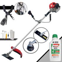 Roçadeira Anmax CG520P TB À Gasolina 2T 52cc 2,2HP 10.000rpm Máquina Lateral de Cortar Grama Profissional De Alta Performance Robusta e Resistente Com Carretel de Nylon + Faca 2 Pontas + ÓLEO STIHL 2T