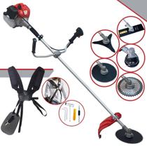 Roçadeira Anmax CG520P-TB À Gasolina 52cc 2,2HP de Potência Máquina de Cortar Grama de Alta Performance Com Carretel e Lâmina 2 Pontas + Kit Lâmina 3 Pontas, Lâmina 40 Dentes Vídea e Lâmina 80 Dentes