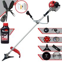 Roçadeira Anmax CG520PTB 2T 52cc 2,2HP Alta Rotação 8 Em 1 Com Carretel e Faca 2 Pontas + Kit Faca 3 Pontas, Faca 6 Pontas, Faca 40 Dentes Vídea, Faca 80 Dentes, Trimmer e Escova de Aço + ÓLEO TOYAMA