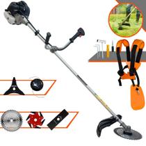 Roçadeira Aparador de Grama À Gasolina Anmax CG430B 43cc 1,7HP 12.000rpm Completa Com 5 Opções de Cortes Com Carretel de Nylon + Lâmina Facão + Lâmina 3 Pontas + Lâmina 6 Pontas + Lâmina 40 Dentes