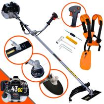 Roçadeira Aparador de Grama À Gasolina Anmax CG430B 43cc 1,7HP 12.000rpm Profissional Robusta e Resistente de Alta Performance Com Carretel de Nylon e Lâmina 2 Pontas + Lâmina 80 Dentes