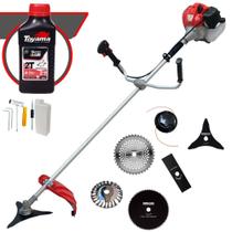 Roçadeira Aparador de Grama À Gasolina Anmax CG520P-TB 52cc 10.000rpm Completa Multifunções Com Carretel + Faca 2 Pontas + Faca 3 Pontas + Faca 40 Dentes + Faca 80 Dentes + Escova de Aço + ÓLEO TOYAMA