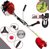 Roçadeira Aparador de Grama À Gasolina Kawashima KW43-L 43cc 1,7HP 10.000rpm Completa Com 5 Opções de Cortes Com Cabeçote de Nylon + Lâmina 2 Pontas + Lâmina 3 Pontas + Lâmina 40 Dentes + Trimmer