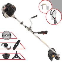 Roçadeira Aparador de Grama À Gasolina Kawashima KW43-LE 43cc 1,7HP 10.000rpm Completa Com 5 Opções de Cortes Com Cabeçote de Nylon + Lâmina 2 Pontas + Lâmina 3 Pontas + Lâmina 40 Dentes + Trimmer