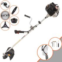 Roçadeira Aparador de Grama À Gasolina Kawashima KW52-LE 52cc 2,5HP 10.000rpm Completa Com 5 Opções de Cortes Com Cabeçote de Nylon + Lâmina 2 Pontas + Lâmina 3 Pontas + Lâmina 40 Dentes + Trimmer