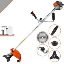 Roçadeira Aparador de Grama À Gasolina Vulcan VR330P 33cc 1,2HP 10000rpm Completa Com 5 Opções de Cortes Com Cabeçote de Nylon + Lâmina 2 Pontas + Lâmina 3 Pontas + Lâmina 40 Dentes de Vídea + Trimmer