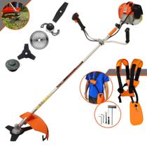 Roçadeira Aparador de Grama À Gasolina Vulcan VR620-H 62cc 3HP 12.500rpm Completa Com 5 Opções de Cortes Com Cabeçote de Nylon + Lâmina 2 Pontas + Lâmina 3 Pontas + Lâmina 40 Dentes Vídea + Trimmer