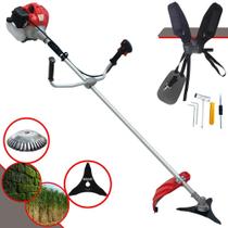 Roçadeira Aparador de Grama Anmax CG430-P À Gasolina 43cc 2HP de Potência 9.000rpm Com 4 Opções de Corte Lâmina Facão + Lâmina 3 Pontas + Escova de Aço Circular + Carretel de Nylon